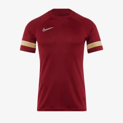 Image of Nike Boy&#039;s Dri FIT Academy 21 Short Sleeve, Team Red/White/Jersey Gold/White, XL