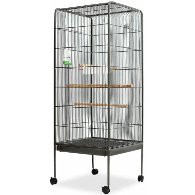 Image of vidaXL Bird Cage Black 54x54x146 cm Steel