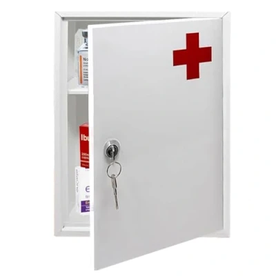 Image of BARGAINS GALORE First Aid Medical Cabinet Use at Home, Office, School, Lab/Medicine Kit Wall Mounted With Fixings Included Child Proof &amp; Comes 2 Keys