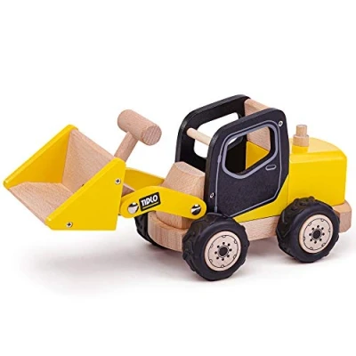 Image of Tidlo T0413 Wooden Front End Loader Construction Vehicles,Multicoloured,14.5x12.5x 33 cm