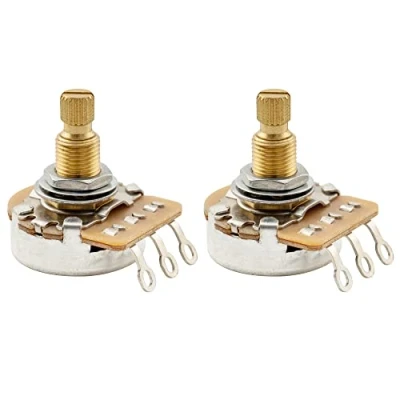 Image of Musiclily Pro HD B25K Full Brass Metric Coarse 18 Spline Split Shaft Pots Linear Taper Potentiometers for Electric Guitar Bass (Set of 2)