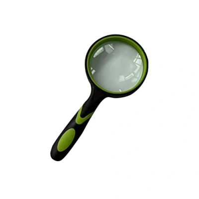 Image of Magnifying Glass 10X 75 mm Hand Reading Magnifier with Non Slip Soft Rubber Handle for Books, Newspapers, Maps, Coins, Jewellery, Hobbies Seniors and Children (Green)