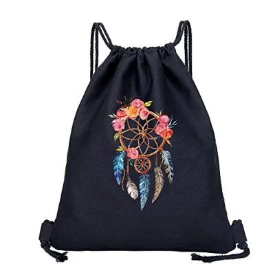 Image of Drawstring Gym Bag, String Swim PE Bag,Large Sports Backpack Bags for Women Men, Travel Beach School Bag with Waterproof Kids,Boys,Girls Men (Dream Catcher)