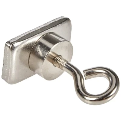 Image of 19mm dia Neodymium Clamping Magnet with M5 Eyebolt for Hanging, Holding or Displaying Items 17kg Pull