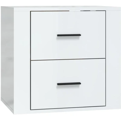 Image of vidaXL Wall mounted Bedside Cabinet High Gloss White 50x36x47 cm