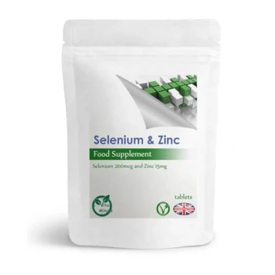Image of Selenium 200mcg and Zinc 15mg Tablets, Thyroid, Hair, Blood, Immune System Support (Pack of 30)