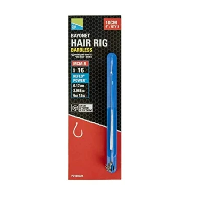 Image of Preston Innovations Banded hair rigs Barbless MCM B size 16 0.17mm 6lb12oz 10cm qty8