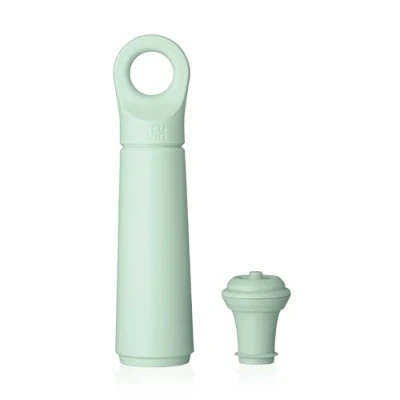 Image of Vacu Vin Wine Saver Loop Designed and Made in The Netherlands Vacuum Stopper Keeps Your Fresh for up to 10 Days Reusable, with 98% Recycled Material 1 Pump, Stopper, Jade
