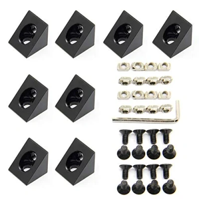 Image of Zeberoxyz 8PCS Black Angle Sharp Corner Bracket Connector with Screws 2020Series for Slot 6mm Aluminum Extrusion Profile Accessories (8pcs Corner)