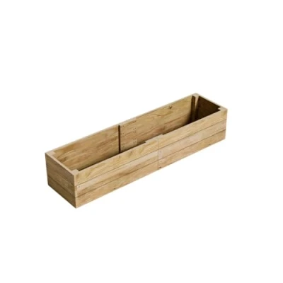 Image of Gro Garden Products Wooden Raised Bed 60cm L x 240cm W 46cm H Large Planters for Vegetables, Herbs, or Flowers Trough Planter Box with FSC Tanalised Timber