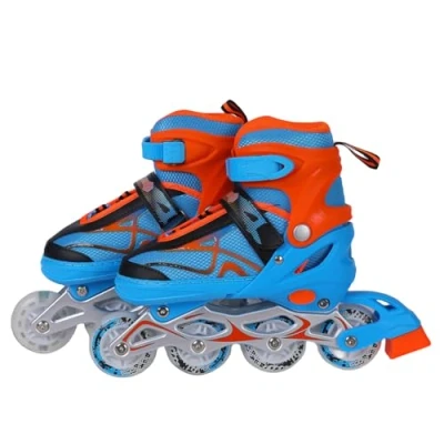 Image of Endless EL1027 Inline Adjustable Skates Aluminium Chassis and 70 mm PU Wheels All Flash, ABEC 7 Bearings, Blue, Orange