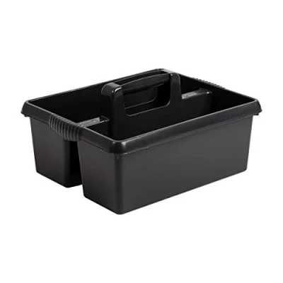 Image of Heavy Duty Plastic Handy Kitchen Tool Cleaning Box Utility Caddy Storage Tidy Organiser Tote Tray Large Strong Cleaners Carry (Midnight)