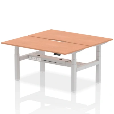 Image of Air B2B 1600x800 Adjustable 2P Bench Desk Scalloped Beech/Silver