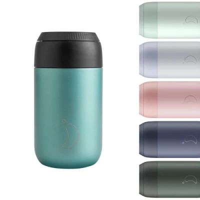 Image of Chilly&#039;s Series 2 Coffee Cup Tight seal, No Sweating BPA Free Stainless Steel Reusable Double Walled, Vacuum Insulated Atlantis, 340ml
