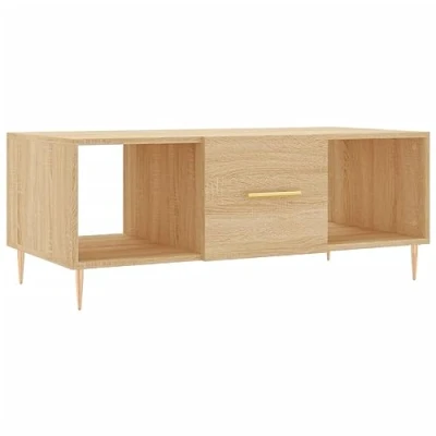 Image of vidaXL Coffee Table Durable Engineered Wood, Stylish Sonoma Oak Finish, Ample Storage, Modern Design, Iron Legs