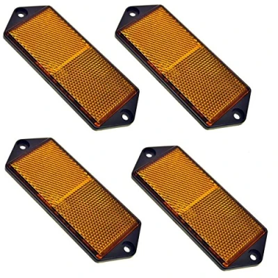 Image of AB Tools Amber Large Rectangular Side Reflector Pack of 4 Trailer Fence/Gate Post TR067