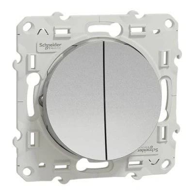 Image of Schneider Electric Odace SC5S53A214 Double On Off / 2 Way Switch 230 V Aluminium