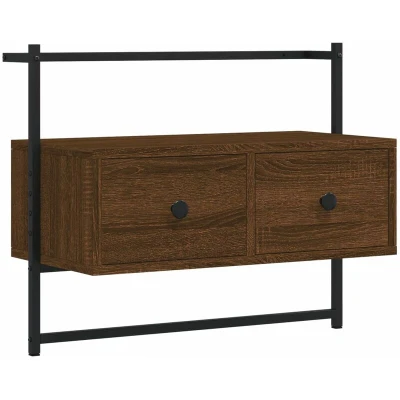 Image of vidaXL TV Cabinet Wall mounted Brown Oak 60.5x30x51 cm Engineered Wood