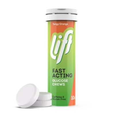 Image of Lift Fast Acting Glucose Chewable Energy Tablets Orange 12 Pack of 10 Tablet Tubes