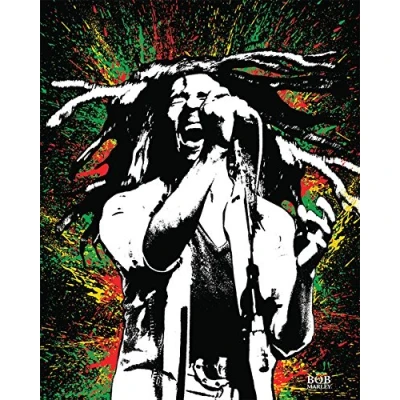Image of Bob Marley &quot;Paint&quot; Canvas Print, Cotton, Multi Colour, 3.20 x 40.00 50.00 cm