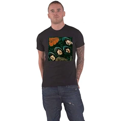 Image of The Beatles T Shirt Rubber Soul Album Cover Official Unisex Black M
