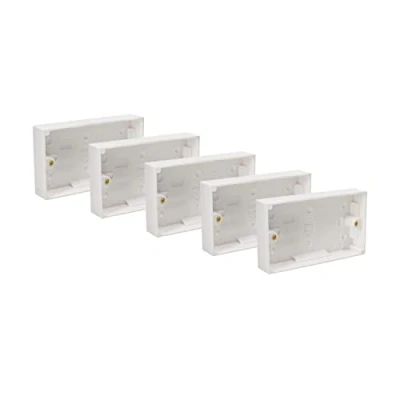 Image of Axiom Surface Mounted Back Box 25mm Wall Pattress Double 2 Gang Electrical Socket, White (10)