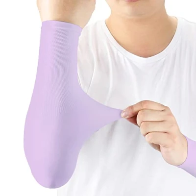 Image of Arm Sleeves UV Protection,Arm Warmers Support Stretchy Anti slip,Compression to Cover Arms Womens Mens Youth for Covering Tattoo Basketball Running Cycling Gardening Outdoor (Purple,1 Pair)