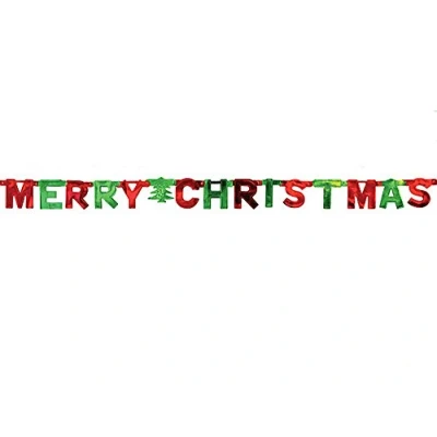 Image of Amscan 12940 Banner Ltr:Merry Xmas Red/Grn