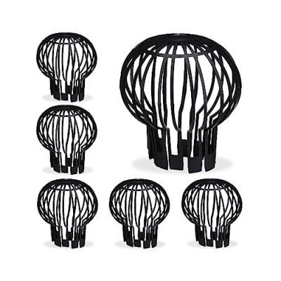 Image of Relaxdays Gutter Guard, 6X Set, Roof Filters, Plastic Balloon Shape, Stops Leaf Blockages, Rainwater Discharge, Black, 15 x 13 cm
