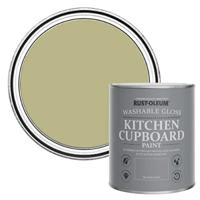 Image of Rust Oleum Green Kitchen Cupboard Paint in Gloss Finish Sage 750ml