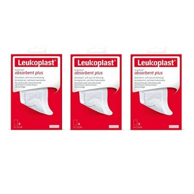 Image of Leukoplast Leukomed Absorbent Plus Dressings Soft Cushioning Breathable Fabric Wound Plaster for Cuts &amp; Blisters 5 pcs 8cm x 10cm (x3 Pack)