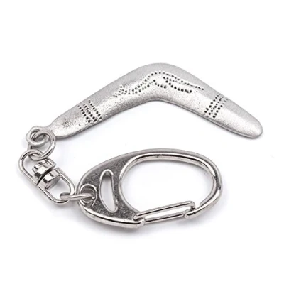 Image of Metal Planet Ltd Boomerang keyring with &#039;Return safely x&#039; message