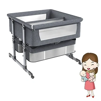 Image of baby sleeper Bed,bassinet bedside sleeper,The twins baby&#039;s cot,bedside bassinet for baby,side bed baby,travel foldable,Twin crib with Detachable cloth cover ( Color