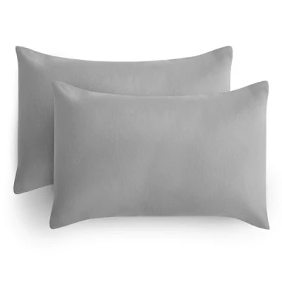 Image of Silentnight Brushed Cotton Pillowcase Pair Soft Velvety Touch 100 Percent Cosy Warmth Feel for Colder Nights Breathable Lightly Hypoallergenic Pillowcase, Grey