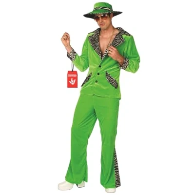 Image of Morph Green Mens Pimp Costume Men Fancy Dress 70s Vegas Outfit Halloween X Large