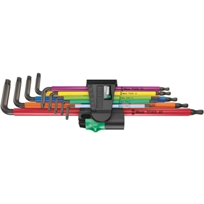 Image of Wera 967 TX XL Multicolour 1 BlackLaser Long TORX® L key set, 8 40, 9pc, 05024480001