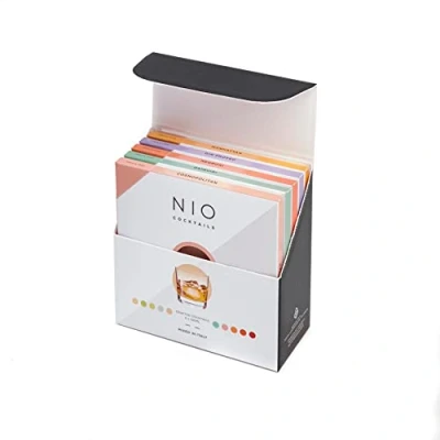 Image of NIO Cocktails Bitter &amp; Sweet Cocktail Box, 5 x 10 cl Pre Mixed, Ready to Serve Drinks (Bitter: Negroni, Manhattan; Sweet: Cosmopolitan, Daiquiri, Gin Proved), Gift Pack, 50cl