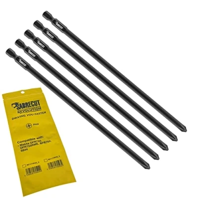 Image of 5 x SabreCut SC177PH2_5 177mm PH2 Compatible with Makita DFR750 DFR750RME BFR750 6844 P 67804 Autofeed Collated Drywall Screwdriver Gun Bit Single Ended Phillips No.2 Heavy Duty