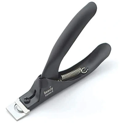 Image of Acrylic False Nail Tip Clipper Stainless Steel Cutter Trimmer Fake Clippers for Extensions Perfect Home or Professional use (Black)