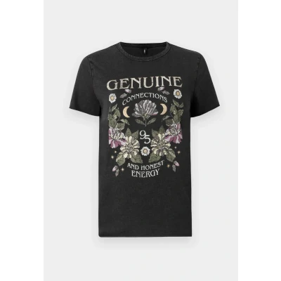 Image of ONLY LUCY REG S/S NOOS Print Tshirt, Women&#039;s, Size: XS, Black/genuine