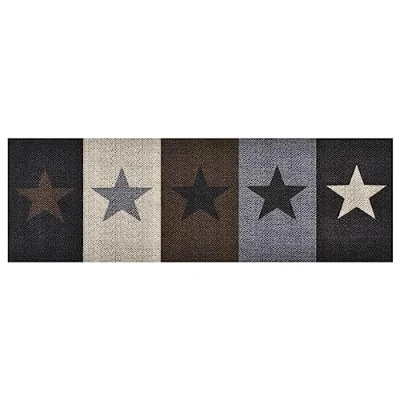 Image of vidaXL Modern Style Kitchen Carpet Multicolor &amp; Easy to Clean Polyamide Rug with Stars Print Ideal for Kitchen, Hallways and Office Non Slip Absorbent Mat (60x300 cm)