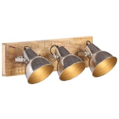 Image of vidaXL Industrial Wall Lamp Silver 70x23 cm E27 Mango Wood