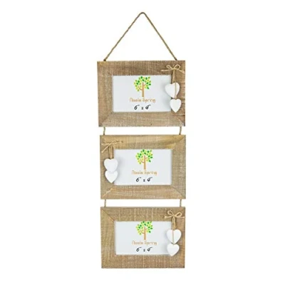 Image of White 6&quot; x 4&quot; Hanging Triple Photo Frame with Hearts By Nicola Spring