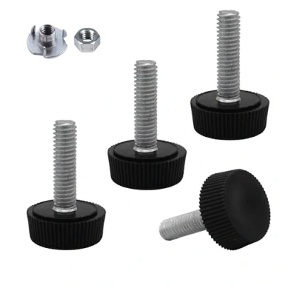 Image of SKIR&#039;CO 4 pcs, Furniture Leveling Feet M6 x 20 mm, Adjustable Round Legs mm Diameter, Thread Leveler Foot (Nuts Included)