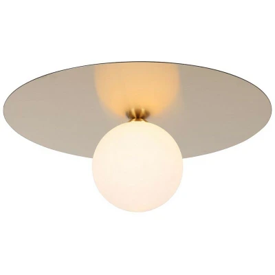 Image of Italux Lighting Modern Flush Ceiling Light Golden with White Shade, G9