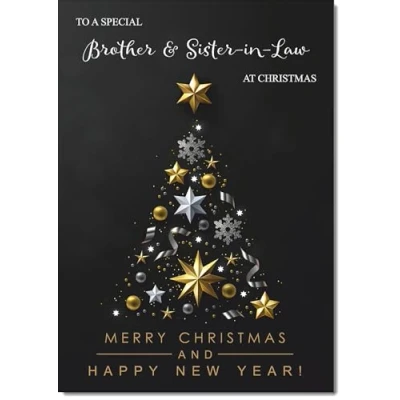 Image of doodlecards Brother and Sister in Law Christmas Card Black Abstract Tree Large A4 Size for &amp; with Plain Envelope