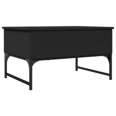Image of vidaXL Black Lift Top Coffee/Sofa Table Engineered Wood/Metal, Hidden Storage, Adjustable Feet, Modern Living Room Furniture, 70x50x40 cm