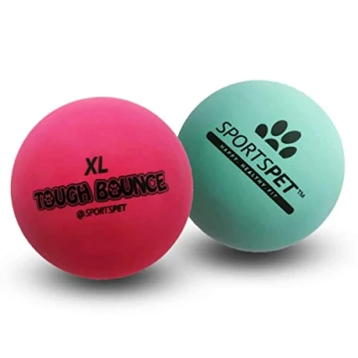 Image of SPORTSPET XL Tough Bounce Natural Rubber Dog Balls Highly Durable (90mm) (2 Pack XL)