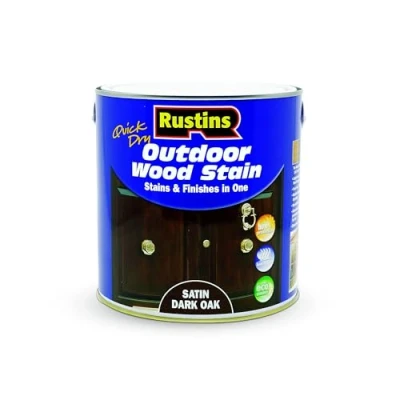 Image of Rustins Quick Dry Outdoor Wood Stain Dark Oak 2.5L Durable and Weather Resistant Finish, Fast Drying, Vibrant Color for Decks, Fences, &amp; Furniture, Available in Many Shades