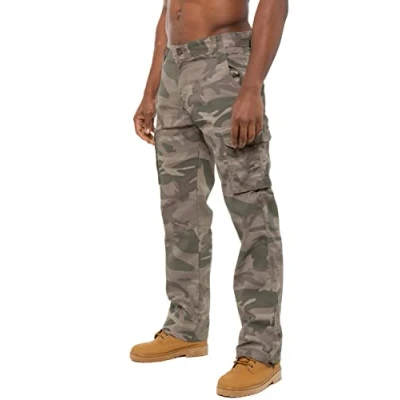 Image of BRAND KRUZE Mens Cargo Combat Trousers KZ116 Camouflage Green Camo Summer Pants Jeans All Waist Sizes Khaki 36S